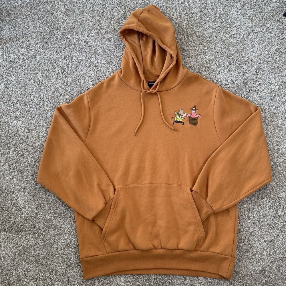 Spongebob Squarepants Nickelodeon Western Orange Drawstring Hoodie Size XL